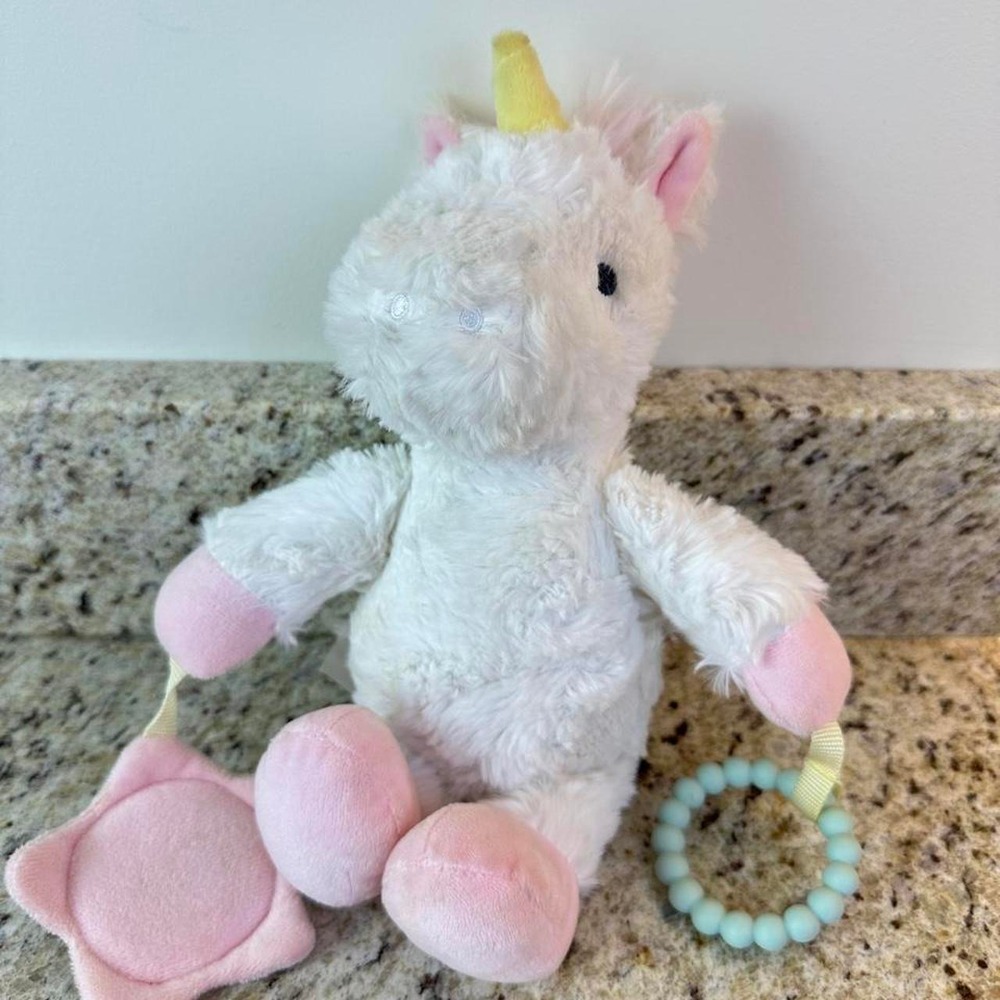 Cloud Island Unicorn Plush Stuffed Animal Pink Accents Mirror Lovey Baby Toy